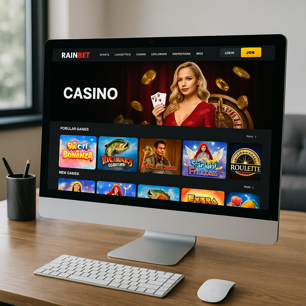 RainBet - Interface de casino intuitive - Design moderne et navigation fluide