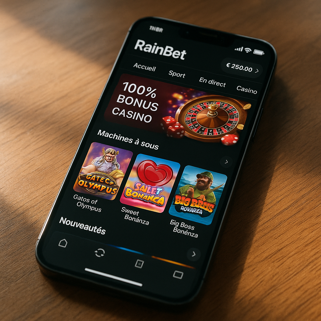 RainBet - Casino mobile optimisé - Compatible iPhone et Android